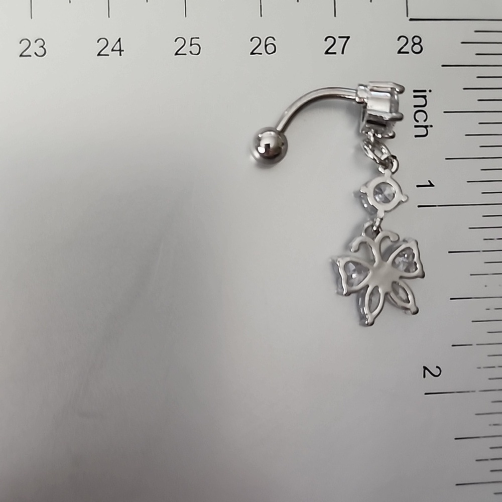 BUTTERFLY BELLY BUTTON RING Multi GEMS - Picture 3 of 3